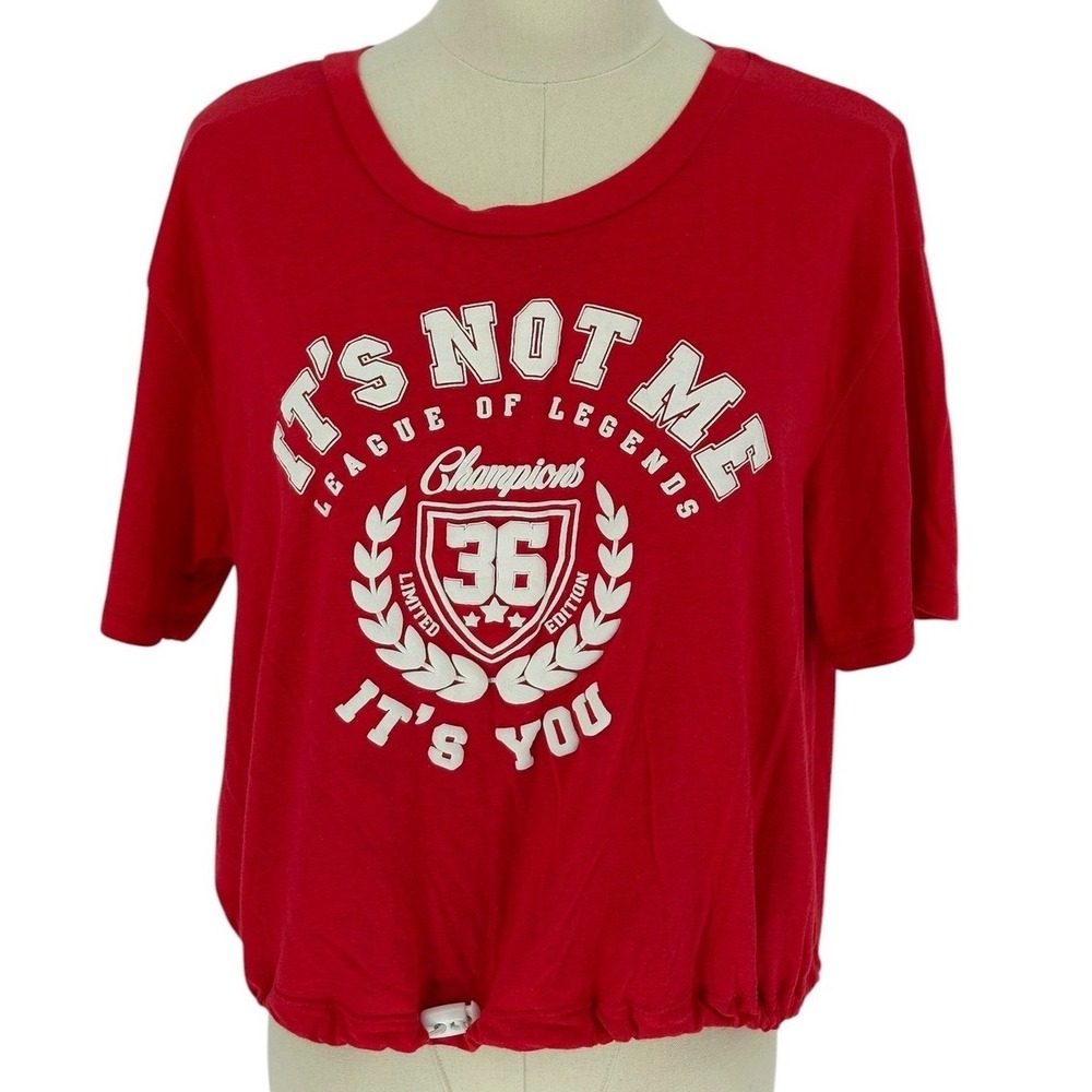 One Urban Day Graphic T-Shirt Red It's Not Me It's You Bubble Hem‎ Large